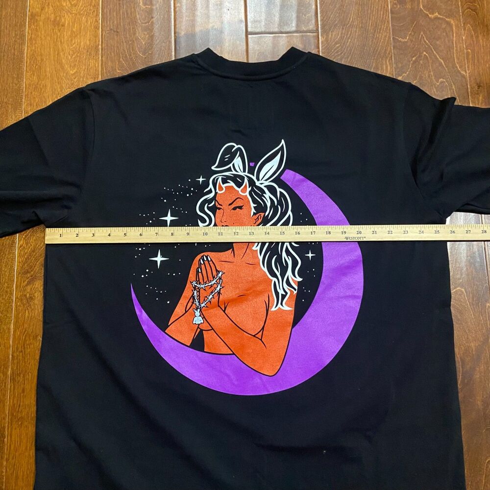 Praying Rabbit Streetwear Goth Mythical Black Red Cotton T-Shirt Men's Size XXL - Picture 7 of 8